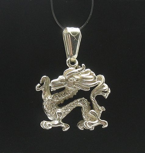 Sterling silver pendant Dragon 3D
