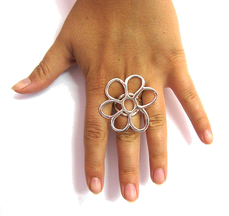 Sterling Silver Ring Genuine Solid Stamped 925 Huge Flower Handmade Empress